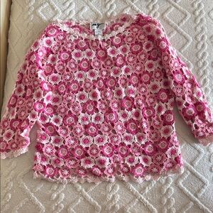 Vintage pink floral crochet sweater | Size M